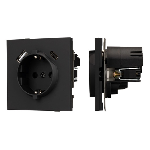 Механизм розетки с USB зарядкой SCT-TENDO-MUAC-SFPL-BK (230V, 16A) (Arlight, -)