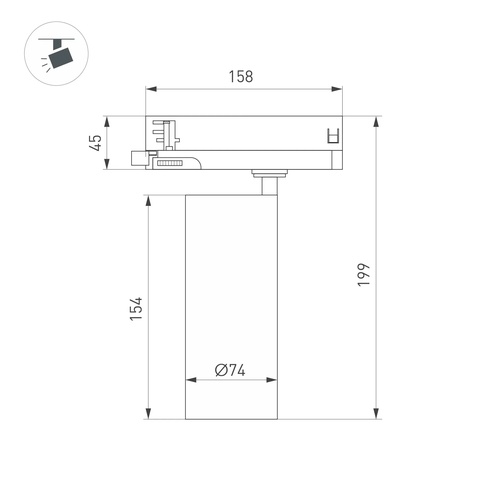 Светильник LGD-GERA-4TR-R74-20W Warm3000 (BK, 55 deg, 230V) (Arlight, IP20 Металл, 5 лет)