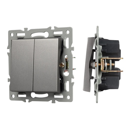 Механизм выключателя двухклавишный проходной SWT-MKP2-PL-GR (250V, 16A) (Arlight, -)