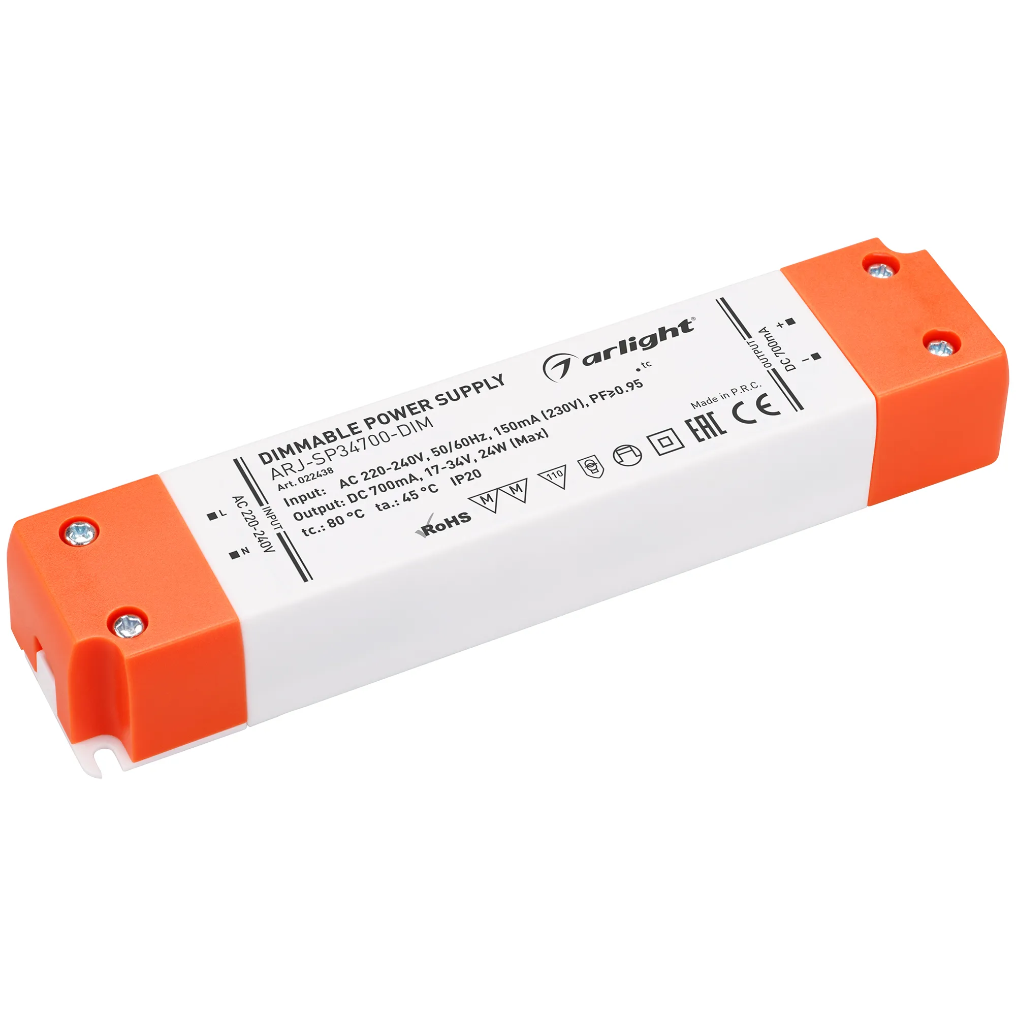 Блок питания ARJ-SP34700-DIM (24W, 700mA, PFC, Triac) (Arlight, IP20 Пластик, 3 года) - изображение товара