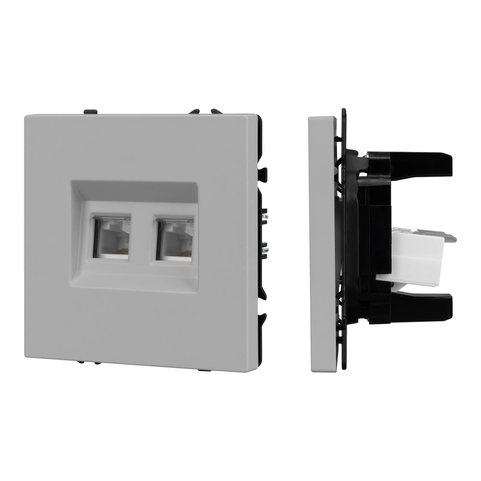 Механизм сдвоенной телефонной розетки SCT-NOBE-MTL2-SFPL-IS (RJ-11, 4C) (Arlight, Никель) - изображение товара